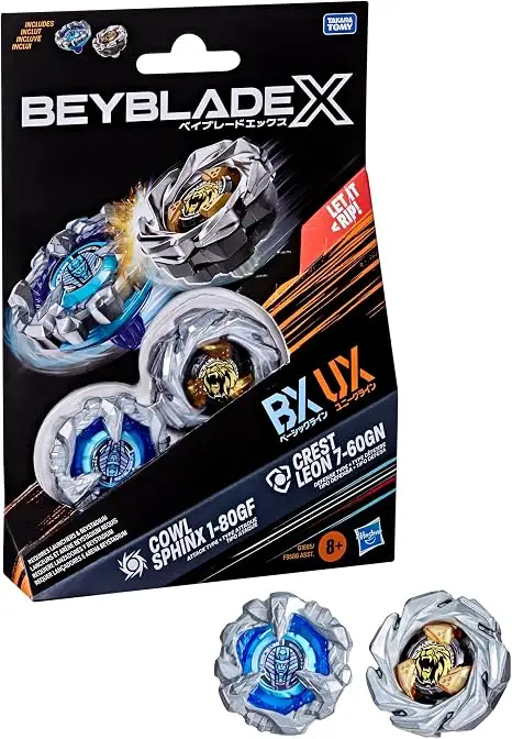 Beyblade X Cowl Sphinx 1-80GF BX & Crest Leon 7-60GN UX