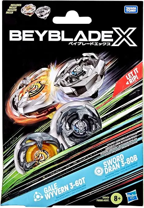 Beyblade X Gale Wyvern 3-60T y Sword Dran 3-80B
