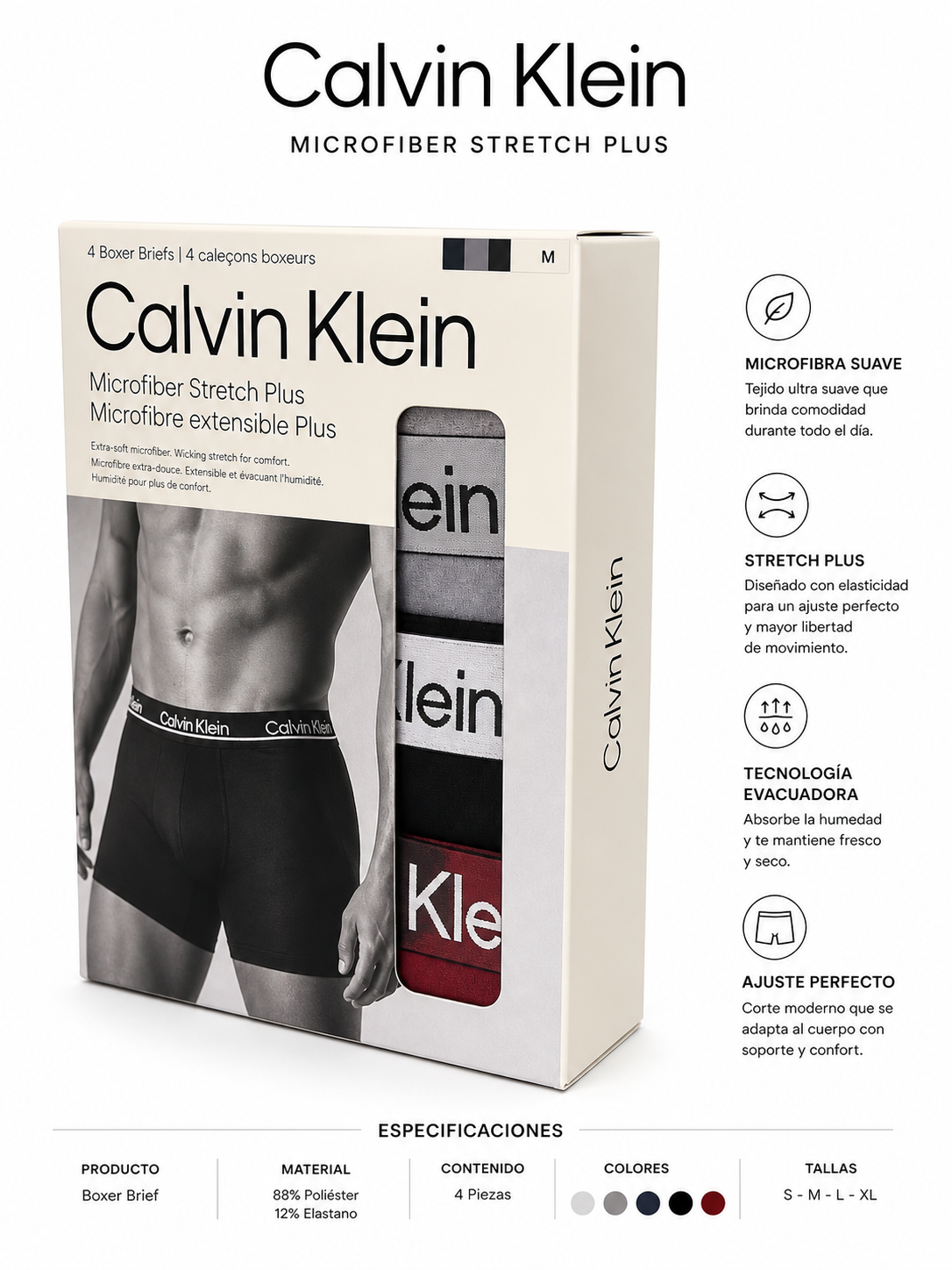 PACK X4 interiores calvin klein